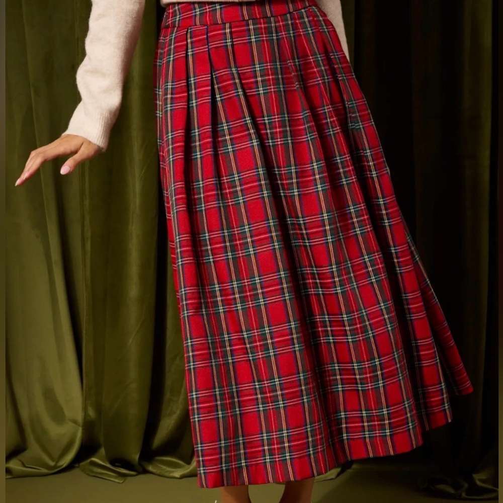 AVARA Faith Plaid Midi Skirt